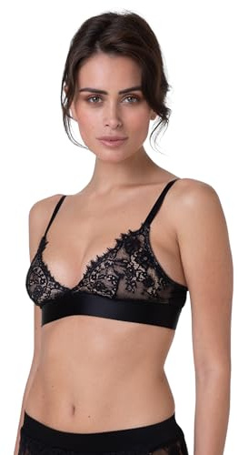 Lovable Reggiseno in Pizzo Senza Ferretto con Coppe Triangolari - Eleganza e Sensualità - Le Studio Donna, Nero 3 - M