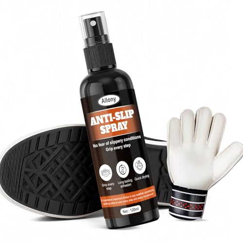 ALLONY Spray Antideslizante Zapatos, 120ML Spray Agarre de Zapatos, Mejora la Tracción en Todas Superficies, Duración Prolongada, Grip Spray para Calzado, Guantes de Portero, Baloncesto Otros Deportes