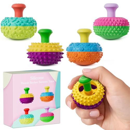 Bambebe Set de 4 Fidget Toys à Pouce en Silicone – Jouets Sensoriels Anti-Stress pour Enfants Adultes, Soulage l’Autisme TDAH Anxiété, Texture Amusante, Cadeau Idée Cadeau de Noël