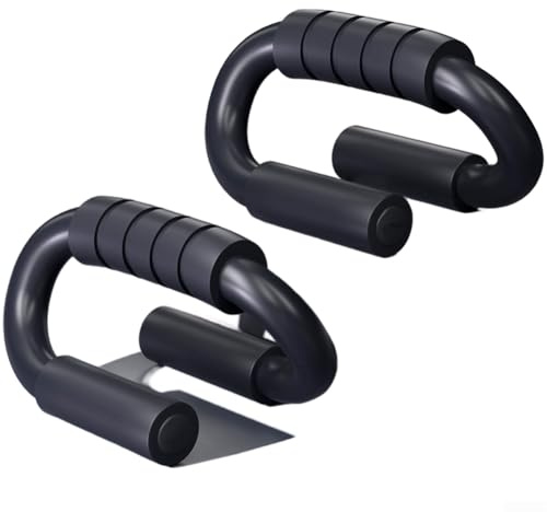 Lot de 2 barres de musculation pour salle de sport à domicile, support de pompes en acier robuste avec poignées en mousse antidérapantes, poignées ergonomiques en forme de S pour le renforcement
