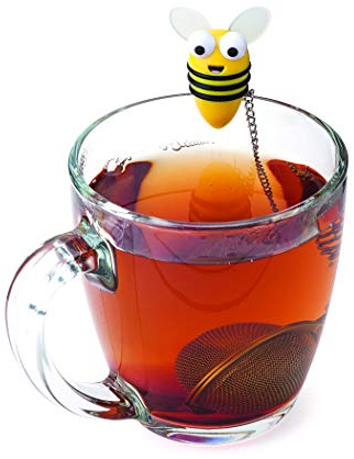 Joie 48222 Bumble Infuser Loose Leaf Tea Strainer with Stainless Steel Mesh and Hanging Bee Design, BPA-Free, Plastic, Yellow
