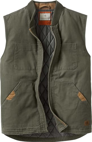 Legendary Whitetails Mens Quilted Canvas Zip Up Water Repellent Vest