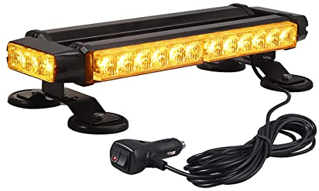 PROZOR Flashing Beacon Light 30LEDs - Magnetic Amber Light Bar 7 Flash Patterns IP65 Waterproof Recovery Lights with Double Switch & 5M/16ft Power Cable Amber Beacon for 12V 24V Car Vehicle
