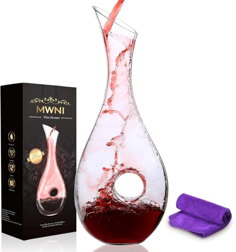 MWNI Wine Decanters,1.2 Liters Lead Free Crystal Red Wine Decanter Set,Used as Aerator,Glass Carafe Accessories,Gifts