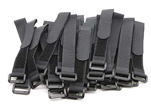 Elantek 25pcs Black Reusable Fastening Cable Straps, Hook and Loop Cable Tie Down Straps 0.8 x 6
