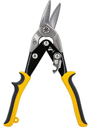 TOUGH MASTER Aviation Snips 10 250mm Cr-V Steel Cutting Shears Perfect for Cutting Aluminum and Metal Sheets Heavy Duty Aviation Tin Snips with Non-Slip Wear-Resistant TPR Handle (Left Cut)