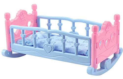 SAFIGLE Lit PoupéE Princesse pour Fille 35 Cm avec Accessoires en Plastique Et Tissu Berceau Miniature pour Poupon BéBé Jouet CréAtif pour Enfants 2-5 Ans IdéAl pour Jeux D’Imitation Et Cadeaux