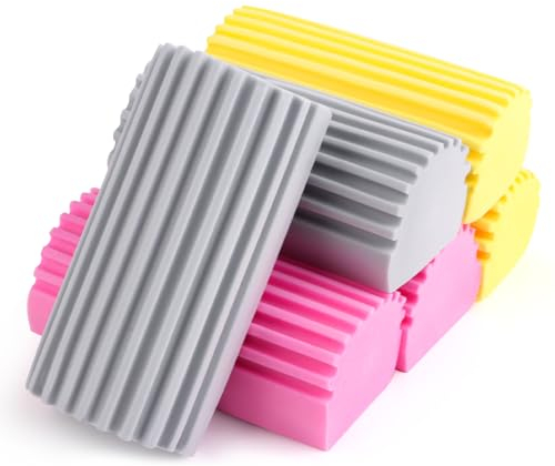 Damp Duster Schwamm, Damp Clean Duster Schwamm,Schmutzradierer Schwamm,für Fenster, Jalousien,Geländer,Sofas, Türspalten (Grau, Pink, Gelbe) (6 Stück)