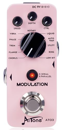 AITONE Modulation Pedal for Electric Guitar with Chorus Flanger Tremolo Phaser Vibrato Multi Digital Guitar Pedals 11 Modulation Modes (AT-03)
