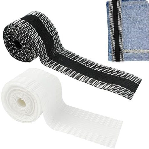 10m Saumband zum Aufbügeln Waschfest Hose Kürzen Ohne Nähen Saumband Selbstklebend Bügelband Nahtband zum Aufbügeln Bügelsaumband Umnähband zum Bügeln Bügelband für Kleidung/Vorhänge(Schwarz+Weiß)