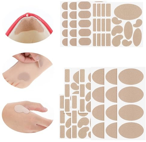 Ouligay 14 Blatt Moleskin Blasenpflaster Ferse für Blase, Anti Blasen Pflaster Moleskin Klebepads Fersenpflaster Blister Bunion Cushions Pads Fersenschutz für Blasen Zehen Vorfuß Ferse