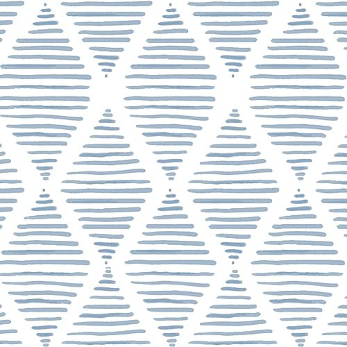 AMIGO Papier Peint Vinyle Adhésif Amovible Style Boho Moderne - Motifs Géométriques Bleus Décoration Murale pour Chambre, Salle de Bain & Cuisine Facile à poser 44x500cm