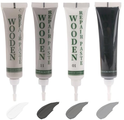 Kit de réparation de meubles en bois, blanc, noir, gris, kit de réparation de sol stratifié pour rayures/fissures/trous/taches et retouche naturelle – Solution de réparation rapide et facile à faire