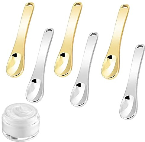 Tewzafiya Spatola cosmetica in metallo, spatola per trucco in metallo | 6x piccoli paletti riutilizzabili - Applicatore cosmetico, cucchiaio per crema idratante in metallo per crema per gli occhi, di