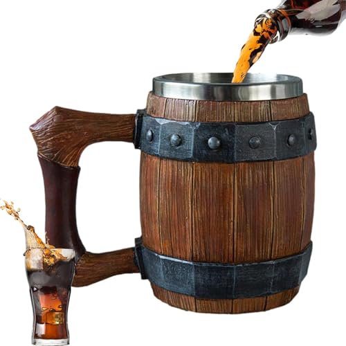 Chope à bière en résine avec intérieur en acier inoxydable – tasse Stein
