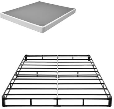 VEVOR Box Spring, Queen Size Bed Frame with Washable Fabric Cloth, Heavy Duty Metal Frame for Queen Bed, 5 in Mattress Foundation, 3500 lbs Max Weight Capacity, Easy Assembly, 79.1L x 59.6W x 5.1H in