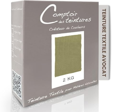 COMPTOIR DES TEINTURES – Teinture Textile – Mélange Avocat (pour 2kg linge) – Teintures Durables pour Draps, Serviettes et Nappes – Facile à Utiliser en Machine à Laver ou à la Main