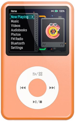 Mp3 Player with Bluetooth Innioasis Y1 Video Digital Music Player HiFi Mini Portable Kids Audiobook Mp3 2026 Nice Gift Choice Theme Upgrade Orange