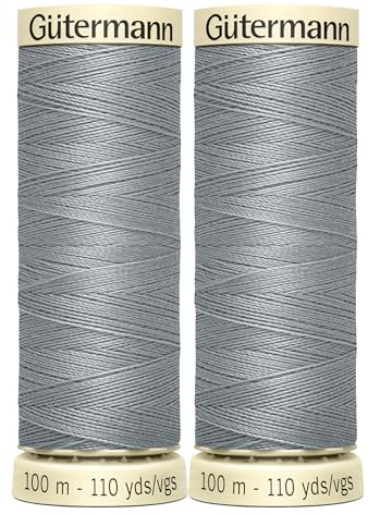 2X 100m Gutermann Sew-All Polyester Thread for Hand or Machine Sewing, Silver Grey 040 – Bundled by GetInStyle Shop