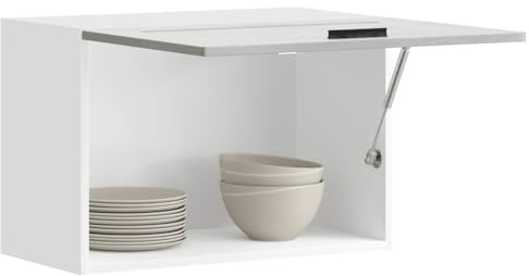 WEMYUFURN Armario colgante de cocina Porto gris hormigón madera armario bajo esquina cocina con espacio de almacenamiento y patas ajustables