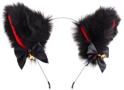 Healifty Diadema Orejas de Gato Peluche Cosplay y Cómoda para Fiestas Tocado con Lazo y Campana Dorada Accesorios para Adultos para Disfraces y Maquillaje