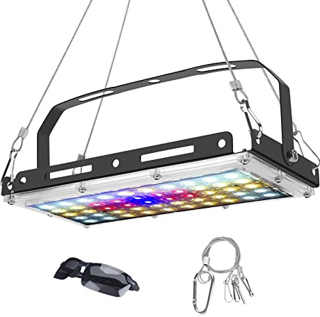 BOSYTRO LED Pflanzenlampe, Vollspektrum Wachstumslampen für Pflanzen 150W LED Grow Light Pflanzenlampe für Zimmerpflanzen, mit Polarisierte Brille und Kleiderbügelhaken aus Edelstahl