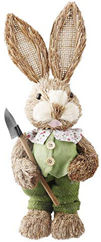 Coniglio di paglia pasquale in piedi coniglietto pasquale con carota carino sisal, decorazione per feste a tema pasquale