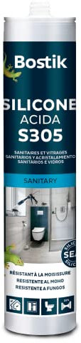 Bostik SIL S305 Acide, silicone acide spécial vitrage et sanitaires, cartouche 280 ml translucide