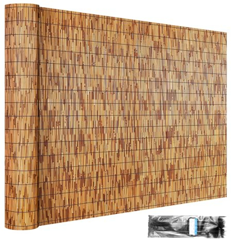 ZNCMRR Reed Fencing Rolls Fencing 4ft High Roll Reed Screen for Balcony Patio Garden Backyard 4FT X 16.4FT Privacy Fence（Brown）