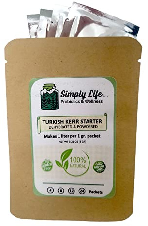 Turkish Kefir Starter Dehydrated & Powdered Milk Kefir Active Probiotic Cultures Starter - No Maintenance - Powder (24 Pack)