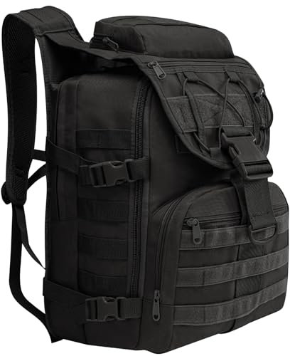 Wesoke 35L Military Tactical Backpack Black Large Army 3 Day Assault Pack Bag for Men, 35 Liter Molle Backpack Daypack for Man Women, Big Camping Hiking Rucksack for Outdoor Travel Climbing
