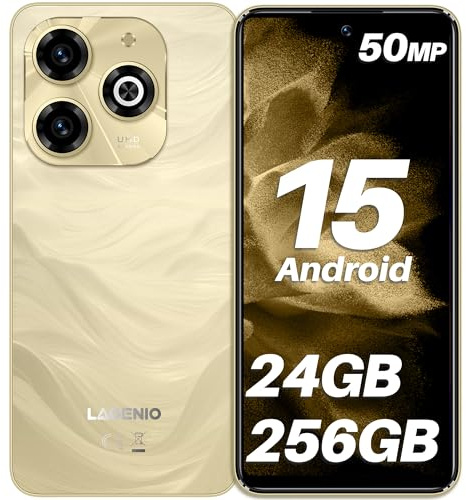 LAGENIO A11 Pro Android 15 Telefono Cellulare, 6.7 Inch HD+ 120Hz Mobile Phone, 24GB+256GB/TF 1TB, Dual SIM 4G Android Smartphone, 50MP+8MP AI Camera/Widevine L1/Face ID/GPS/OTG