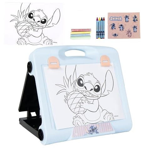 Pizarra de Stitch doble cara con rotuladores y tizas, diseño portátil con asa – Pizzarra Stitch creativa ideal para pintar, escribir y aprender jugando
