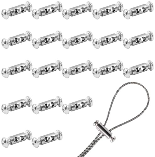 JEYORZY 20 Pièces Abrazaderas de cable de alambre, Serre Cable Inox, Abrazaderas de Cable, Duplex Clips Serre-Câbles, Abrazaderas de Cable con Tapa de Tornillo, Adecuado para alambres y cables