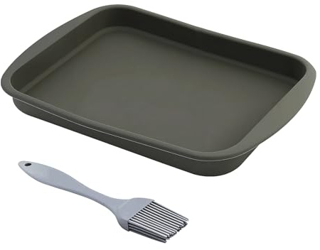 Molde cuadrado antiadherente para tartas, rectangular, flexible, antiadherente, rectangular, con 1 pincel de silicona, para tartas, pan, chocolate (color aleatorio)