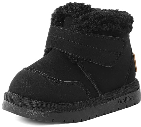 LACOFIA Bottes Hiver Enfant Garçons Filles Bottines Fourrées de Neige Enfant Chaussures fourrées Chaudes avec Semelle en Caoutchouc Antidérapante Noir 27 EU(Étiquette 30)