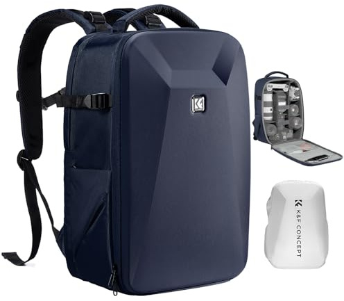 K&F CONCEPT Mochila para cámara Bolsa Impermeable a Prueba de Golpes con Compartimento para portátil de 16 Funda rígida para cámara DSLR/SLR/Mirrorless(Azul marino)