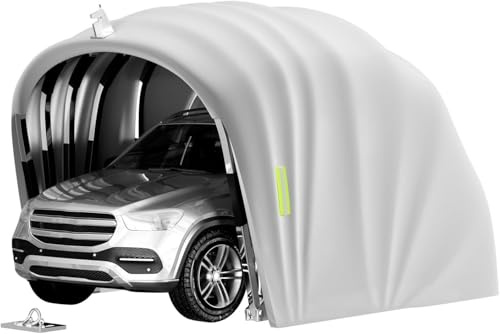 Posto Auto Coperto Esterno, Tettoia Potabile con Serratura,Tendone Garage Pieghevole, Antivento, Antipioggia, Antineve, per Auto, Moto, Biciclette, Carico, Evento, Grigio