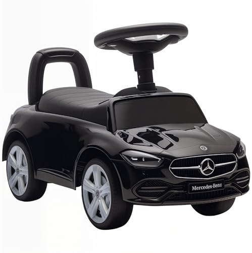 AIYAPLAY Coche Correpasillos para Niños de 18-36 Meses Mercedes-Benz Clase C, Correpasillos con Bocina, Volante, Sonidos de Motor y Espacio de Almacenaje, 65x28x39 cm, Negro