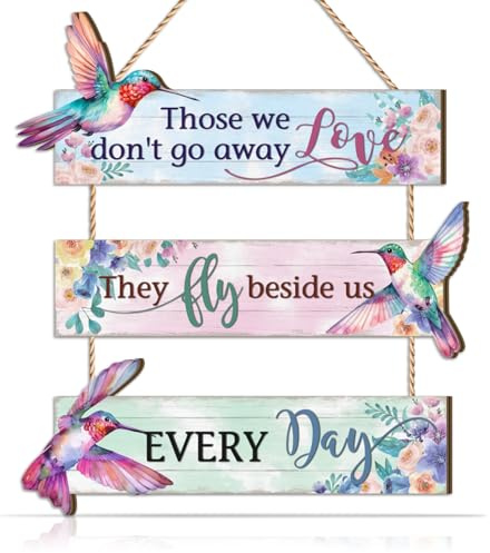 CHDITB Hummingbird Memorial Welcome Front Door Sign Garden Wall Art New Home