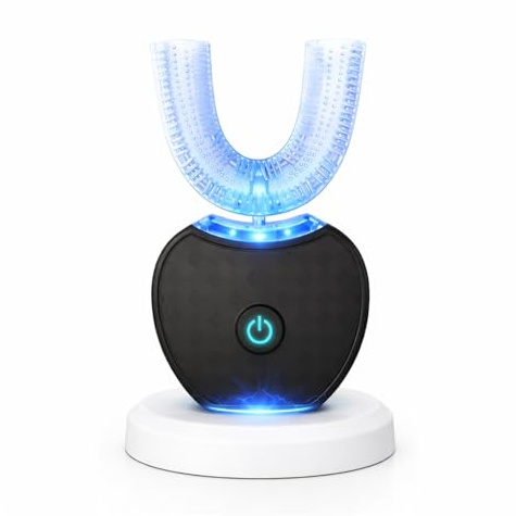 Sonic Brush V5 Toothbrush,360° Ultrasonic U-Shaped Electric Toothbrush Deep Clean Teeth,Whitening & Gum Care (Black)