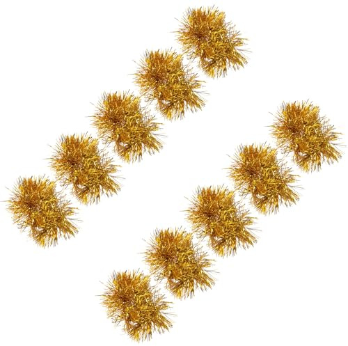 Luxshiny Accessoires Pom-Pom 10 Pompons Dorés Réutilisables pour Cheerleading et Fêtes Sportives