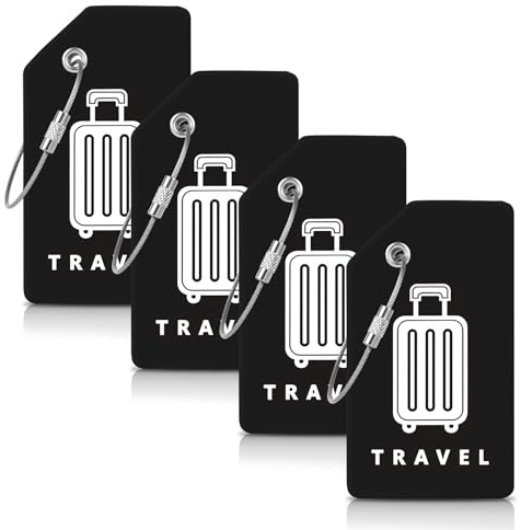 AOOTE Etiquetas de Equipaje de Silicona,Unidades Identificador de Maletas con Cable de Acero y Tarjeta de Identificación con Nombre, Silicona Etiqueta Maleta Viaje para Viajes para Viajes