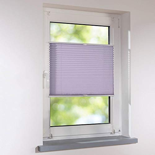 Plissee Faltstore verspannt - Klemmfix UNIVERSAL Faltrollo auf Maß ohne Bohren - 75 x 120 cm - flieder