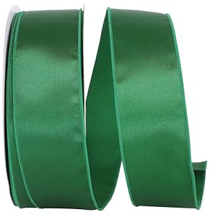 Reliant Ribbon Satin Value Wired Edge Ribbon, 2-1/2 Inch X 50 Yards, Emerald Green