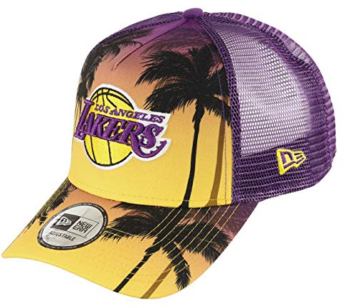 New Era Los Angeles Lakers NBA Palm Tree A-Frame Adjustable Trucker Cap - One-Size