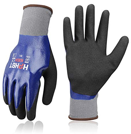 HPHST wasserdichte Arbeitshandschuhe 3 Paare Nitrilbeschichtung Handschuhe wasserdichte und Öldichte Gartenhandschuhe Bauhandschuhe für Herren und Damen Größe: 10 / XL