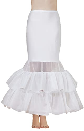 BEAUTELICATE Damen Meerjungfrauen Petticoat Unterröcke Reifrock für Failtall Trompete Kleid 2 Reifen mit Ruffles für Hochzeit Brautkleid Elfenbein