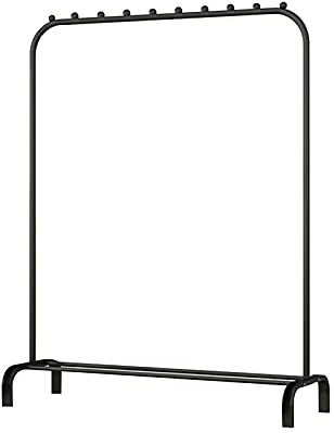 XJYMCOM Heavy Duty Clothes Rail 146X110X40cm Garment Rail with Shelves Freestanding Metal Cloth Hanger Rail Stand Clothes Drying Rack with Lower Storage Shelf (Black) (1)