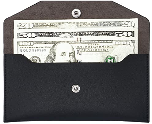 Cobee Geldumschläge aus PU Leder, wasserdicht, Geldumschlag, Umschlag, Geldbörse, wiederverwendbare Geldumschläge, Brieftasche für Frauen und Mädchen (schwarz)